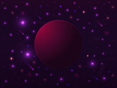 Deep purple galaxy background with planet and stars