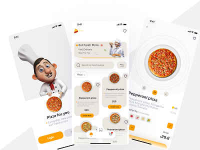 UI/UX design for a pizza shop