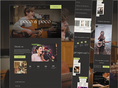 Landing Page for Music School design ui ux