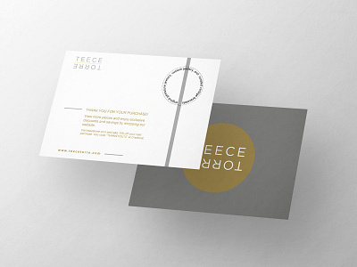 Teece Torre Postcard branding graphic graphic design jewlery layout design photoshop postcard print design thank you thank you card typography