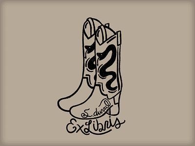 Ex Libris book boots cowboy cowboy boot ex libris graphic design illustrated illustration illustrator snake stamp