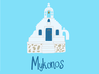 Mykonos chapel illustration island lettering mykonos procreate travel vacation