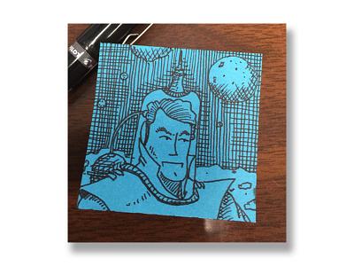 Post-it Portfolio 002 illustration line art spaceman