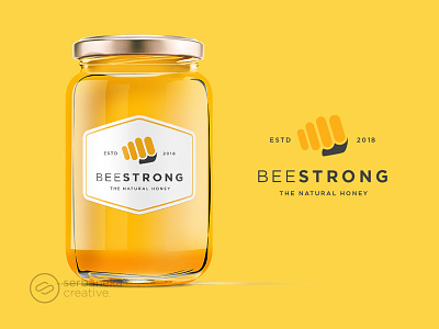 Honey Logo Bee Strong bee design drink food health healthy honey logo logo inspirations mark medical nature honey