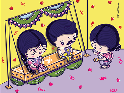 Kawaii Wedding Oonjal Illustration