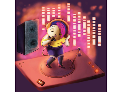 Character Design - Chibi DJ Girl adobe characterart characterdesign chibi childrensbook childrensbookillustration dance digitalart dj graphic design groovy illustration kidlit music photoshop womenart