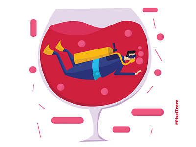 Dive in Wine - Art Deco Style Food themed Illustration