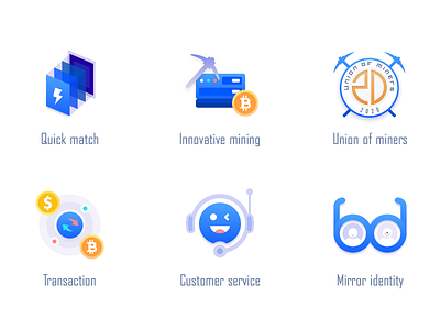 Blockchain icons customer service icon identity match miner quick tech transaction ui union