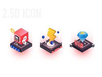 2.5D icon 2.5d blockchain design icon illustration tech ui