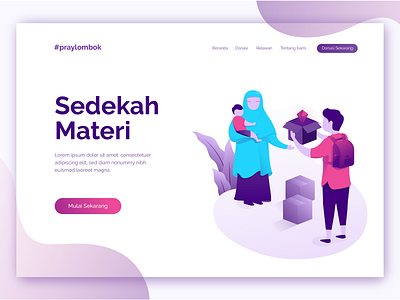 Sedekah Header Exploration character header homepage illustration landingpage page pray praylombok sedekah ui