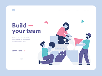 Teamwork - Website page character hdcraft header illustration page startup ui website