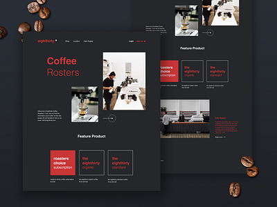 Dark Mode Conceptual Design adobe photoshop branding coffee ui ux website concept website design
