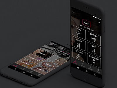 UI Design for a salon app. app beauty black clean minimal salon ui