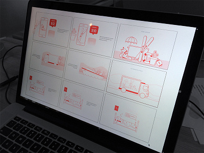 Storyboard graphics icons illustration red story ui