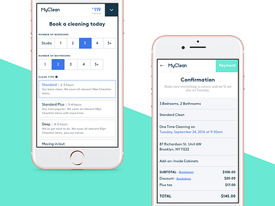 MyClean Mobile Booking app cleaning design interface iphone mobile ui ux