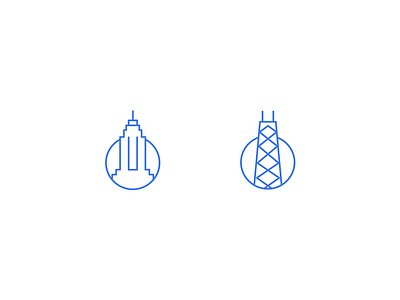 MyClean Cities building chicago city iconography icons illustration minimal nyc