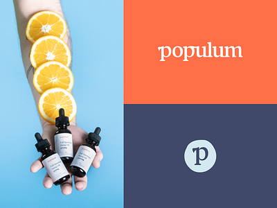 Populum identity brand branding cbd oil identity logo orange packaging photography typography wordmark