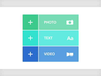 Photo, Text, or Video add button icon photo text ui video