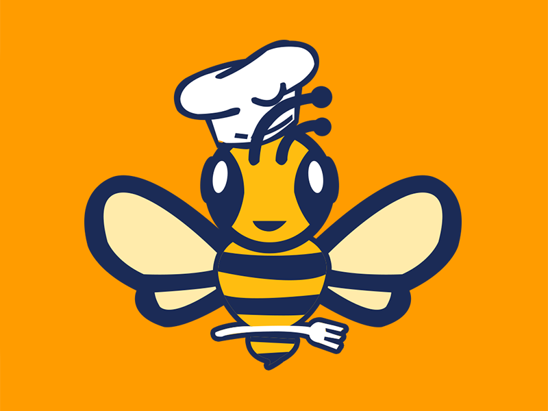 bee food app logo flat branding app honey bee bee apparel illustration ios icon