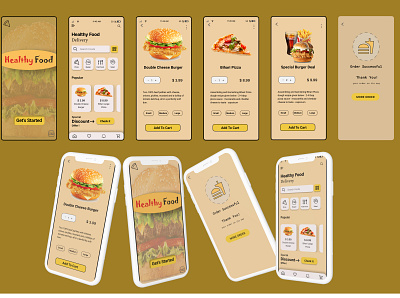 Healthy Food App UI Mockups 3d mockups branding food app food app ui kit healthy food app logo motion graphics ui design ux design