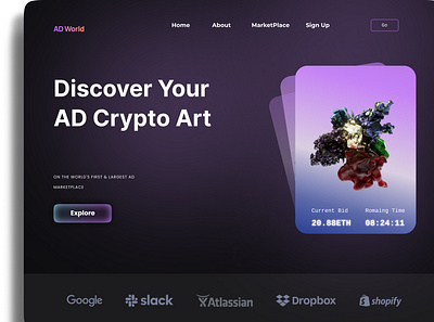 AD Crypto Website Dashboard UI branding illustration ui design ui mock ups web app design