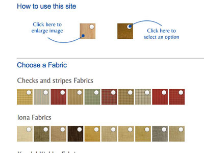 Furniture Website Usability gallery instructions select swatch usability
