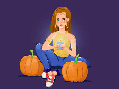 Girl with a candle adobe illustrator digital art illustration vector
