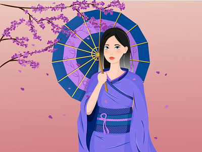 Girl in kimono adobe illustrator digital art illustration vector
