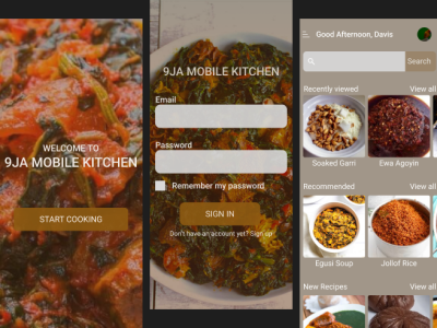 9JA (NIGERIA) MOBILE KITCHEN app design u ui ux