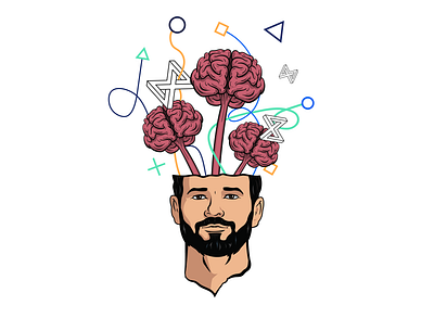 Whimsical Brain Portrait illustration vector whimsical