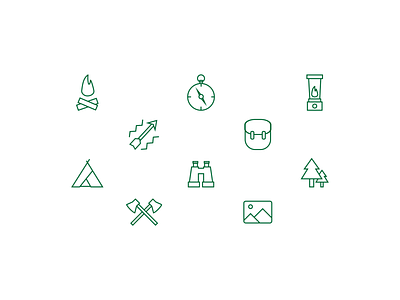 Handful of Outdoor Icons camping design graphic design icon illustration line art vector