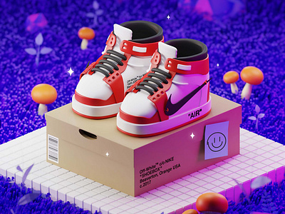 Nike Air Jordan off-white 3d design illustration
