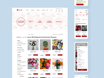 Category Page | Regal Flowers category design ecommerce filters flower website mobile mobile category page responsiveness ui ui design