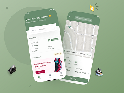 Short Trip alert design journey map mobile app mobile design mobile ui navigation start trip trip ui ux design
