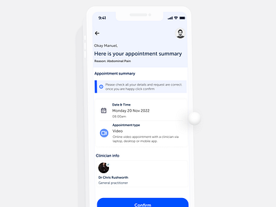 Appointment Summary booking clinic consultation design doctor health health care mobile app mobile design pharmarcy small business summary ui ux ux design