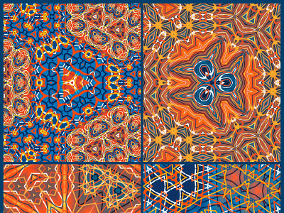Blue Orange flame- Geometric symmetries background branding colorful designs design geometric graphic design illustration kaleidoscope