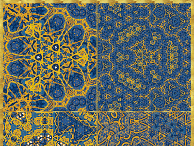 Gold blue tiles- Geometric designs