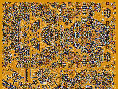 Orange yellow geometric Tiles big canvas