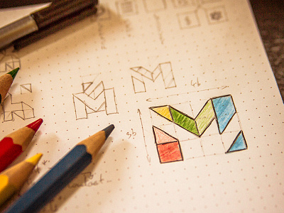 Himaill - Logo idea (sketch) blue green himaill identity logo paper pencil red rough sketch yellow