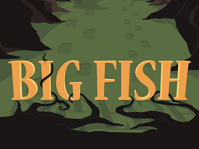 Big Fish - Olly' style poster big fish cloud dark flat grass hetic house olly moss sunrise tim burton trees