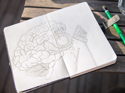 My brain loves OFFF15 brain draw illustration love morning offf offf15 paper pen sun table wood