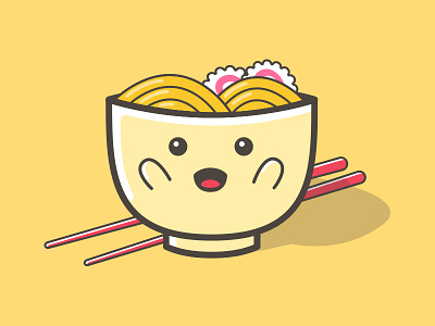 Noodle Zap - Cutty Mascot cute food happy illustration japan kawai manga mascot meal noodle zap