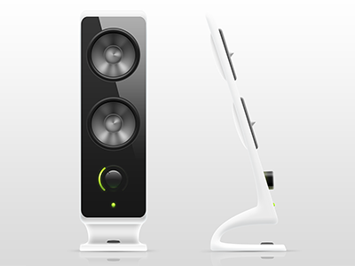 Speaker (fresh style) black glossy green speaker tech white