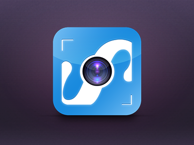 Snapeous App concept icon app blue concept icon lens light snapeous white