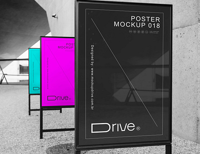 Mockup Poster Triple 018 billboard board branding design flyer freebie graphic design mockup photoshop poster premium psd template