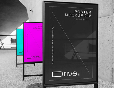 Mockup Poster Triple 018 billboard branding design freebie graphic design illustration logo mockup poster psd template triple ui