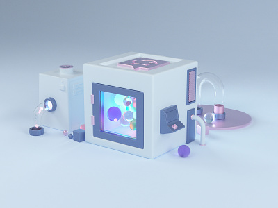 another one of those machines. 3d c4d design machine tubes
