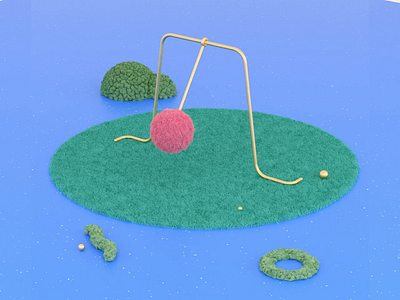 Hairy Swing 3d after effects animation c4d hair loop loop animation