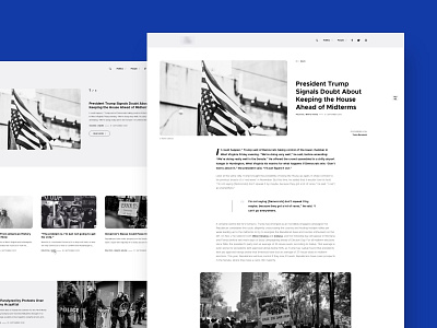 Blog/News Website Landing and Article Page adobexd article article page black blog blog page bold clean landing page minimalism minimalist news politics typographic layout typography ui white