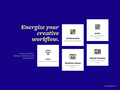 Energize your Creative Workflow branding design flat icon icons illustration minimal template design ui ui design ui elements ui kit ux ux design ux kits uxdesign vector website website design wireframe kit